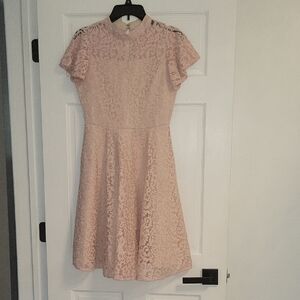 Rare Editions Pink Flutter Sleeve A-Line Dress